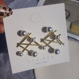 (Made in Korea)  Exaggerate Simulated Pearl Geometric Stud Earrings - Uncommon Remington 
