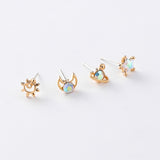 2019 New Korean 4pcs/ set Cute Moon Star Heart Asymmetric Stud Earrings - Uncommon Remington 
