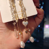 Made in Korea New Shiny Zircon Wing Crystal Tassel Drop Earrings - Uncommon Remington 