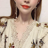 Made in Korea New Shiny Zircon Wing Crystal Tassel Drop Earrings - Uncommon Remington 