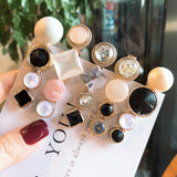 Design by Korea Square matches Round Shaped Simulated Pearl Hair Clip - Uncommon Remington 