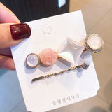 Design by Korea Square matches Round Shaped Simulated Pearl Hair Clip - Uncommon Remington 
