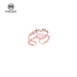 New Korean Sweet Heart Flower Cubic Zircon Adjustable Rings - Uncommon Remington 