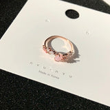 New Korean Sweet Heart Flower Cubic Zircon Adjustable Rings - Uncommon Remington 