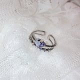 New Korean Sweet Heart Flower Cubic Zircon Adjustable Rings - Uncommon Remington 