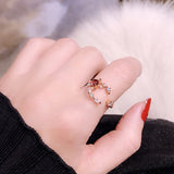 New Korean Sweet Heart Flower Cubic Zircon Adjustable Rings - Uncommon Remington 