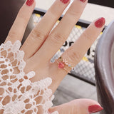 New Korean Sweet Heart Flower Cubic Zircon Adjustable Rings - Uncommon Remington 