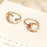 New Korean Sweet Heart Flower Cubic Zircon Adjustable Rings - Uncommon Remington 