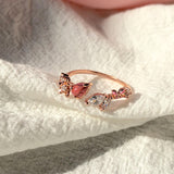 New Korean Sweet Heart Flower Cubic Zircon Adjustable Rings - Uncommon Remington 