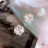 Korean New Arrival Sweet Resin White Flower Big Stud Earrings - Uncommon Remington 