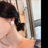 Korean New Arrival Sweet Resin White Flower Big Stud Earrings - Uncommon Remington 
