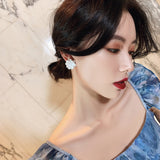 Korean New Arrival Sweet Resin White Flower Big Stud Earrings - Uncommon Remington 