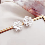 Korean New Arrival Sweet Resin White Flower Big Stud Earrings - Uncommon Remington 