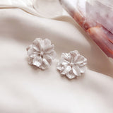 Korean New Arrival Sweet Resin White Flower Big Stud Earrings - Uncommon Remington 