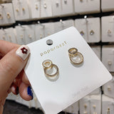 Made in Korean New Fashion Shiny Zircon Double Circle Stud Earrings - Uncommon Remington 