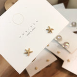 Korean design Holiday vibe Sea Style /Starfish  Crystal ball Stud Earrings - Uncommon Remington 