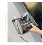 Fashion Transparent Clear Jelly Bags Letters Printing Handbags - Uncommon Remington 