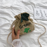 Women Crossbody Fashion One Shoulder Drawstring  summer bag (Green our life) - Uncommon Remington 