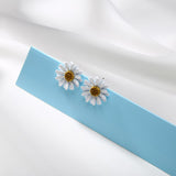 Sweet White Daisy Spray Paint Flower  Stud earrings - Uncommon Remington 