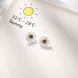 Sweet White Daisy Spray Paint Flower  Stud earrings - Uncommon Remington 
