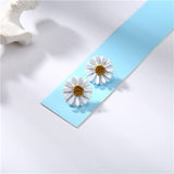 Sweet White Daisy Spray Paint Flower  Stud earrings - Uncommon Remington 
