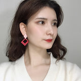 (Korean design) Fashion Jewelry  Matte Pendant Earrings Big Square Geometric Earring - Uncommon Remington 