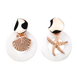 (Beach Vibe/ Summer MUST HAVE) 2019 Korea Asymmetry Gold Metal Starfish Geometric Drop Earrings - Uncommon Remington 