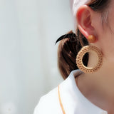 (Summer Must Have)  2019 Korean Handmade Wooden Straw Weave  Waterdrop Dangle Earrings - Uncommon Remington 