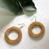 (Summer Must Have)  2019 Korean Handmade Wooden Straw Weave  Waterdrop Dangle Earrings - Uncommon Remington 