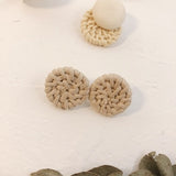 (Summer Must Have)  2019 Korean Handmade Wooden Straw Weave  Waterdrop Dangle Earrings - Uncommon Remington 