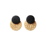 (Summer Must Have)  2019 Korean Handmade Wooden Straw Weave  Waterdrop Dangle Earrings - Uncommon Remington 