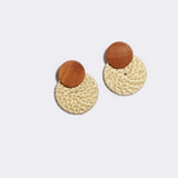 (Summer Must Have)  2019 Korean Handmade Wooden Straw Weave  Waterdrop Dangle Earrings - Uncommon Remington 