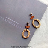 (Summer Must Have)  2019 Korean Handmade Wooden Straw Weave  Waterdrop Dangle Earrings - Uncommon Remington 