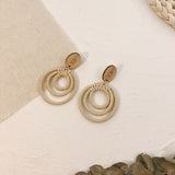 (Summer Must Have)  2019 Korean Handmade Wooden Straw Weave  Waterdrop Dangle Earrings - Uncommon Remington 
