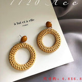 (Summer Must Have)  2019 Korean Handmade Wooden Straw Weave  Waterdrop Dangle Earrings - Uncommon Remington 