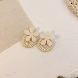 (Summer Must Have)  2019 Korean Handmade Wooden Straw Weave  Waterdrop Dangle Earrings - Uncommon Remington 