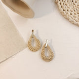 (Summer Must Have)  2019 Korean Handmade Wooden Straw Weave  Waterdrop Dangle Earrings - Uncommon Remington 