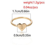 (Initial rings) Simple Metal Gold 26 Letters Love Heart  Finger Rings - Uncommon Remington 
