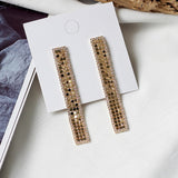 (Party Must) 2019  Shiny Sequin Gold Metal Full Crystal Zircon RhinestoneLong Tassel Drop Earring - Uncommon Remington 