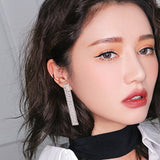 (Party Must) 2019  Shiny Sequin Gold Metal Full Crystal Zircon RhinestoneLong Tassel Drop Earring - Uncommon Remington 