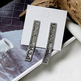 (Party Must) 2019  Shiny Sequin Gold Metal Full Crystal Zircon RhinestoneLong Tassel Drop Earring - Uncommon Remington 