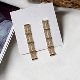 (Party Must) 2019  Shiny Sequin Gold Metal Full Crystal Zircon RhinestoneLong Tassel Drop Earring - Uncommon Remington 