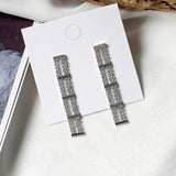 (Party Must) 2019  Shiny Sequin Gold Metal Full Crystal Zircon RhinestoneLong Tassel Drop Earring - Uncommon Remington 