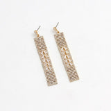 (Party Must) 2019  Shiny Sequin Gold Metal Full Crystal Zircon RhinestoneLong Tassel Drop Earring - Uncommon Remington 