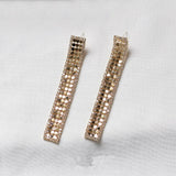 (Party Must) 2019  Shiny Sequin Gold Metal Full Crystal Zircon RhinestoneLong Tassel Drop Earring - Uncommon Remington 