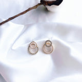 Simple Trend S925 Sterling Silver Pin Metal Rhinestone Double Circle Stud Earrings - Uncommon Remington 