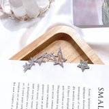 S925 Sterling Silver Pin Rhinestone Star Pentagram Irregular Asymmetry  drop Earrings - Uncommon Remington 